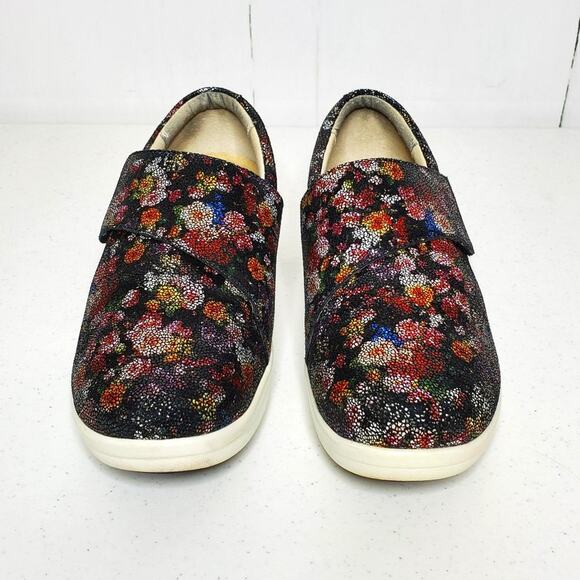 Traq Alegria Qin Garland Floral Print Leather Wedge Heel Professional Clogs 38 - Picture 3 of 12